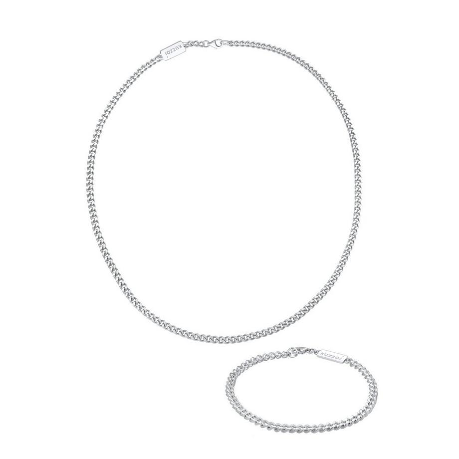 Kuzzoi  Schmuckset Panzerketten Armband Kette Basic 925 Silber 