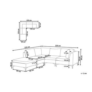 Beliani Ecksofa mit Ottomane aus Samtstoff Modern EVJA  