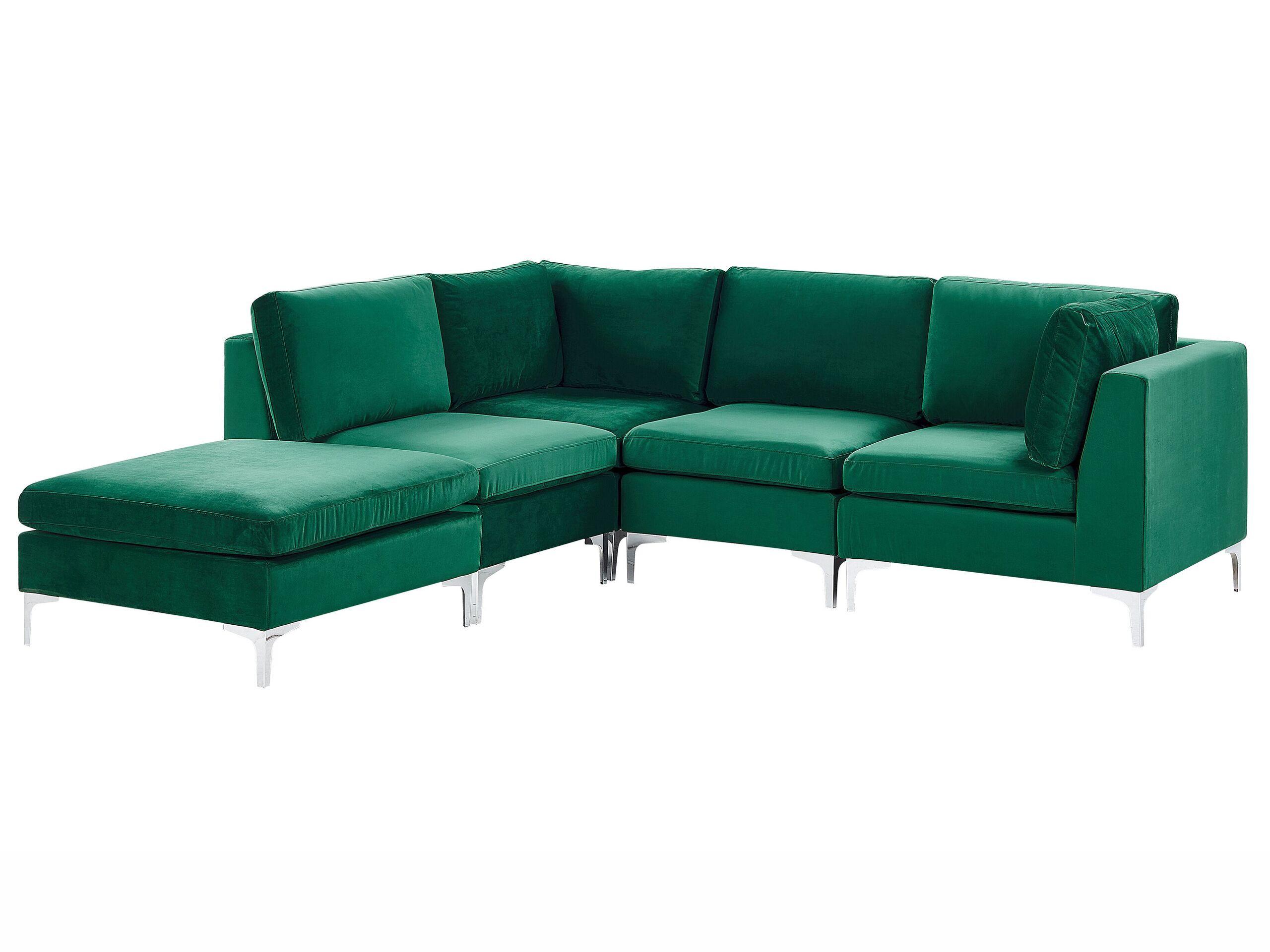 Beliani Ecksofa mit Ottomane aus Samtstoff Modern EVJA  