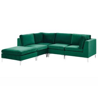 Beliani Ecksofa mit Ottomane aus Samtstoff Modern EVJA  