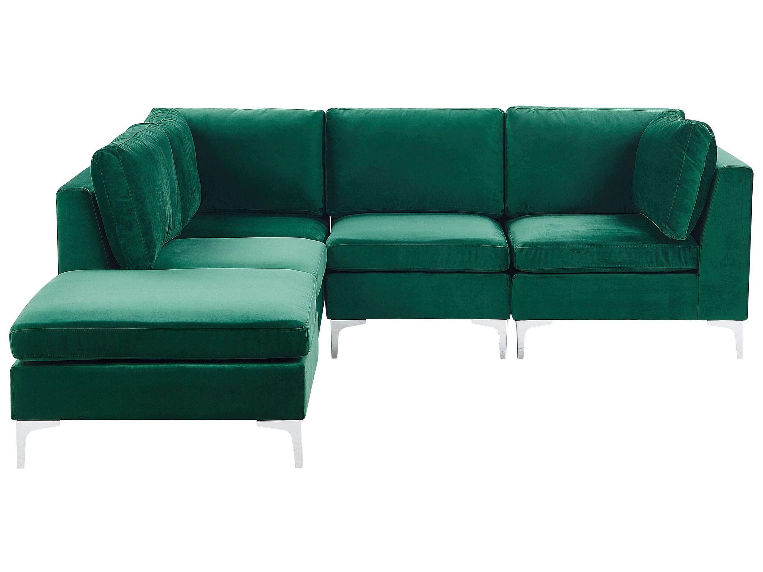 Beliani Ecksofa mit Ottomane aus Samtstoff Modern EVJA  