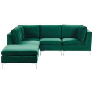 Beliani Ecksofa mit Ottomane aus Samtstoff Modern EVJA  