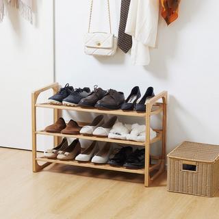 Northio Scarpiera Scarpiera Portascarpe Con 3 Livelli E Maniglia Per Max. 9 Paia Di Scarpe Organizer Per Scarpe Bambù 76 X 33 X 51 Cm Naturale  