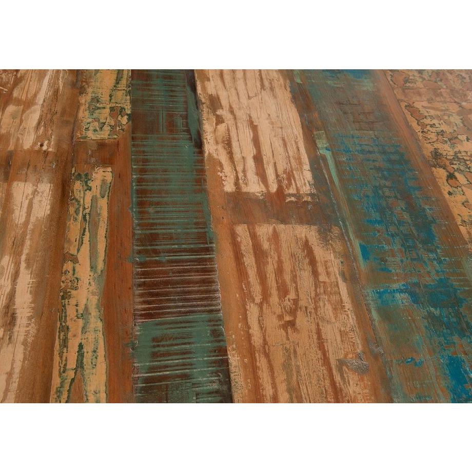 mutoni Massivholztisch 220x100 - Altholz lackiert bunt - Metall silber  