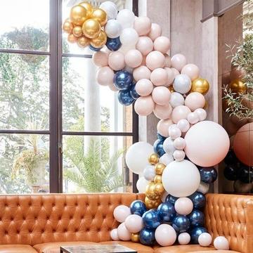 Luxus-Set für Luftballongirlande in den Farben Marmor, Marineblau & Gold