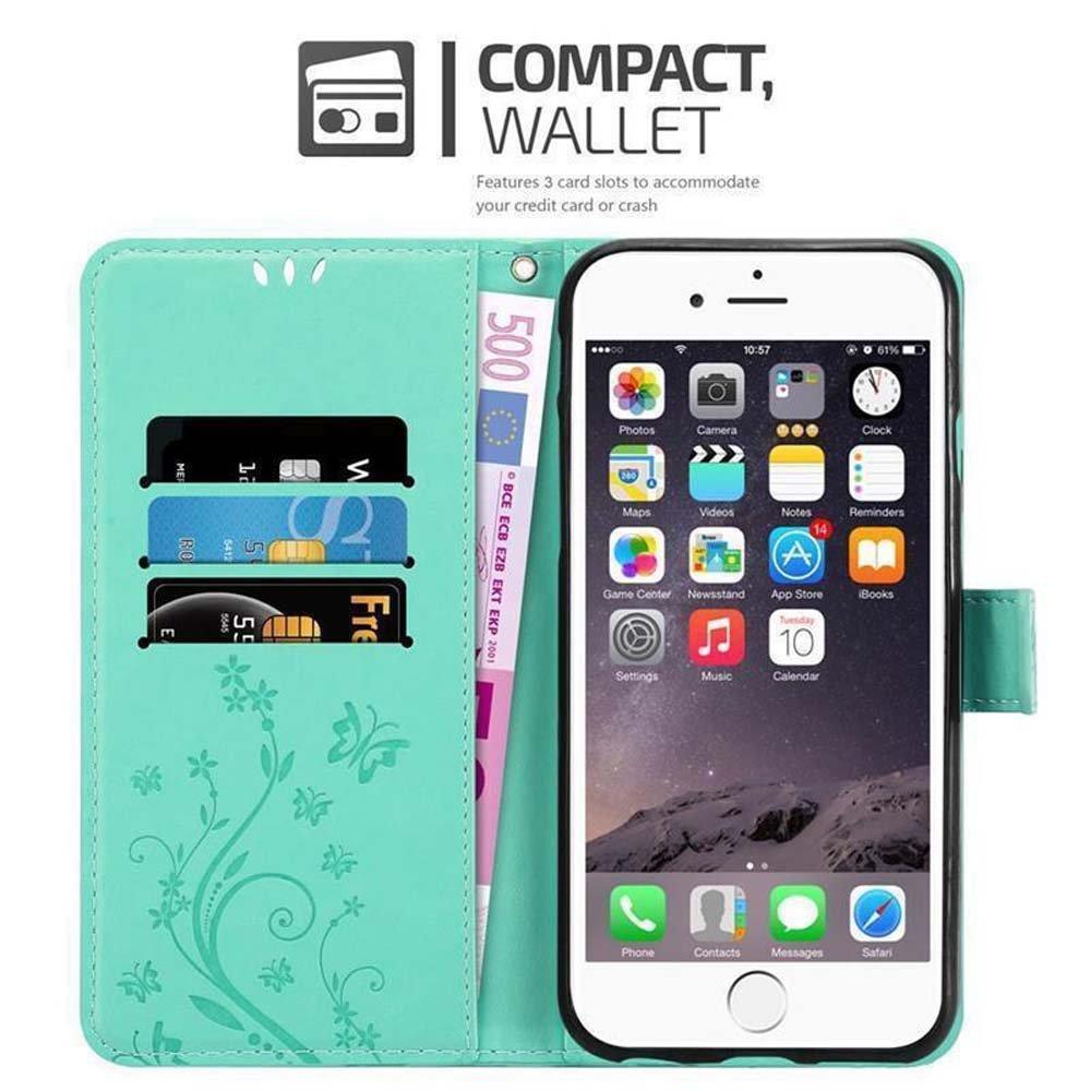 Cadorabo  Housse compatible avec Apple iPhone 6 / 6S - Coque de protection au design floral avec fermeture magnétique, fonction de support et emplacements pour cartes 