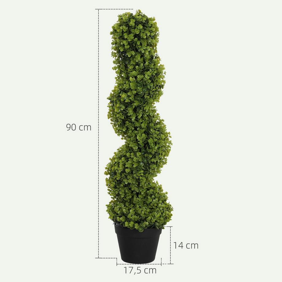 Northio Set di 2 eucalipto artificiale a spirale 90 cm pianta d'appartamento pianta artificiale grandi piante decorative in vaso per casa ufficio corridoio giardino verde  