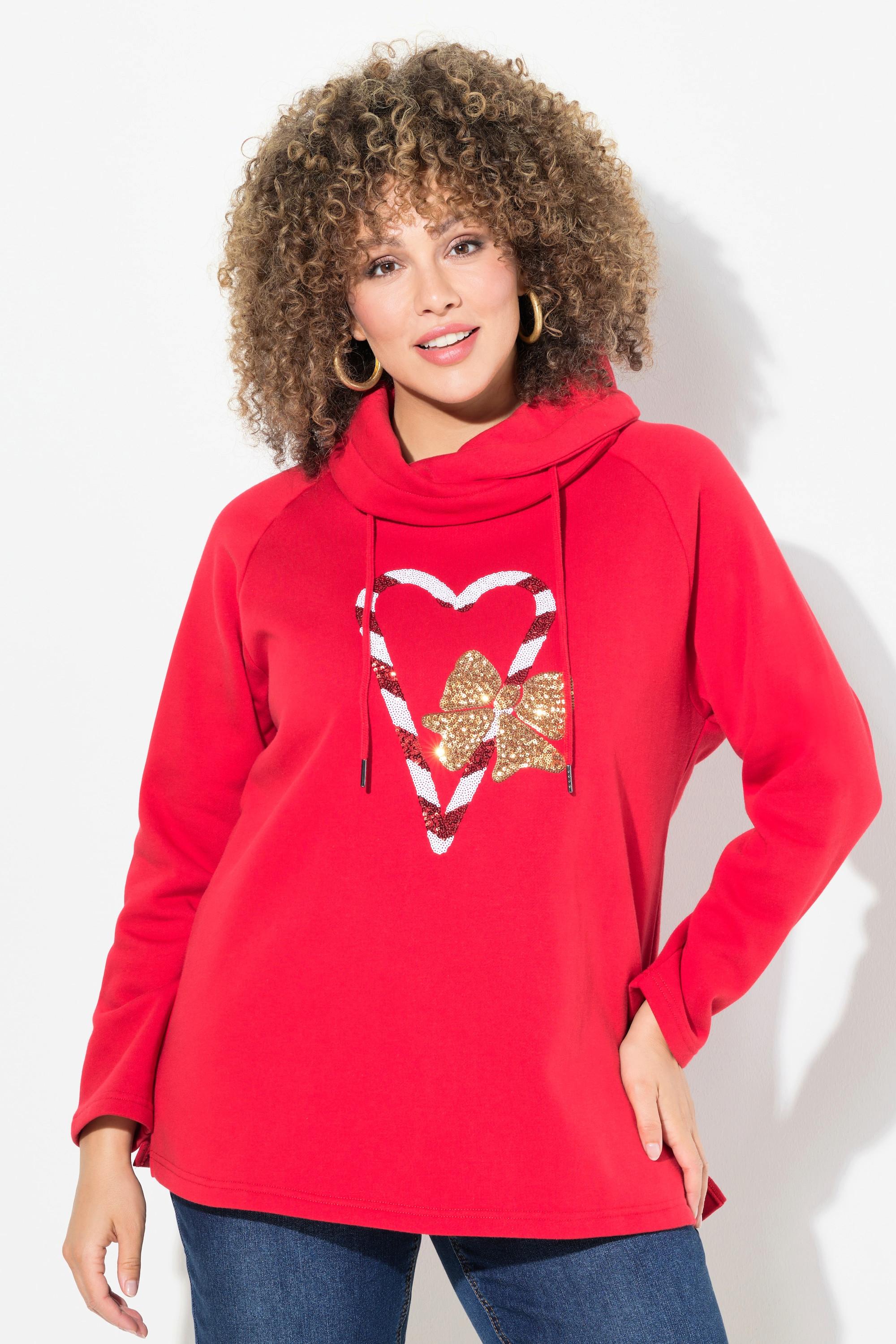 Ulla Popken  Sweatshirt, Zuckerstangen, Stehkragen, Langarm 