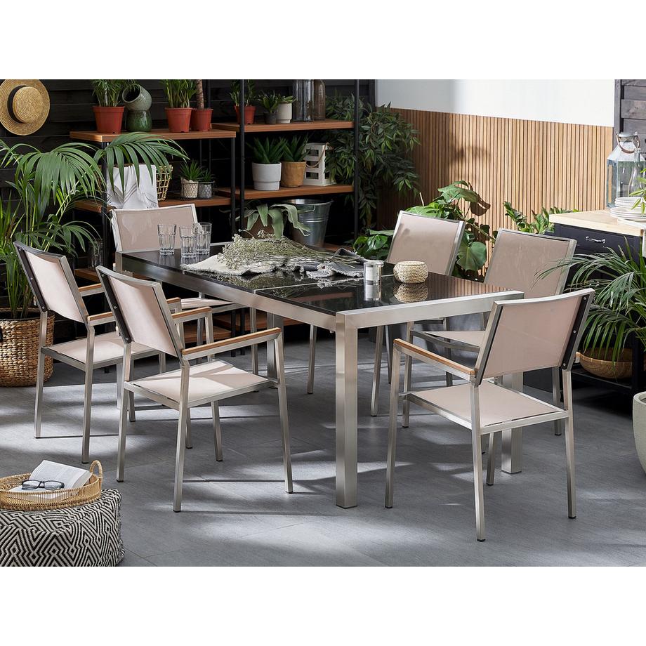 Beliani Gartentisch aus Granit  GROSSETO  