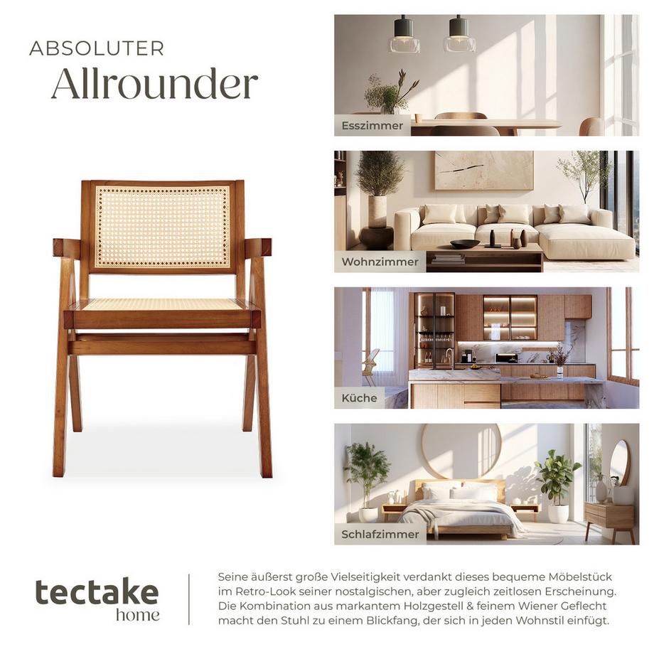 Tectake Fauteuil avec accoudoirs LISSY Style bohème une pièce  