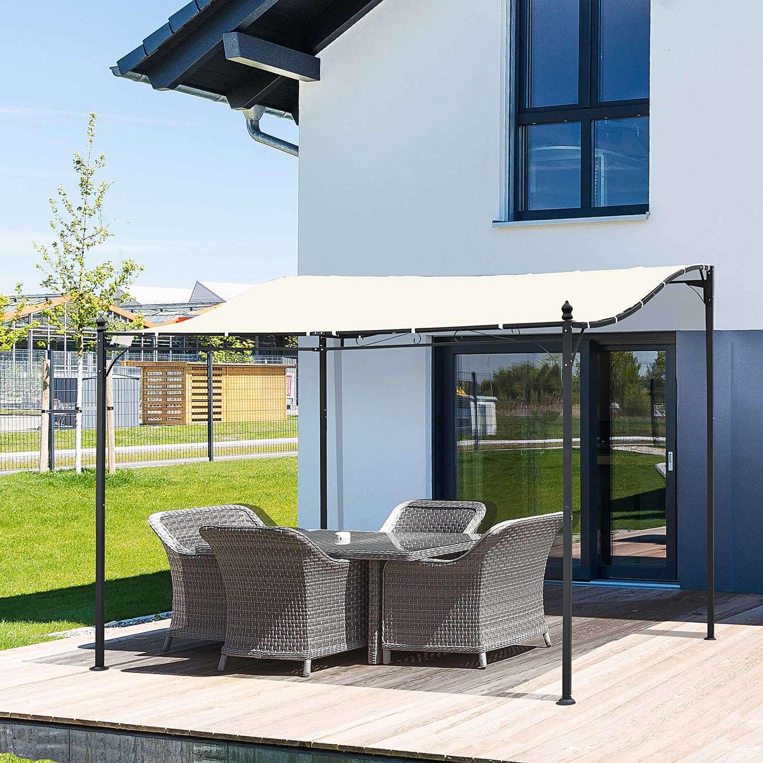 Outsunny Pergola Gazebo Da Giardino Tenda Con Tettoia In Metallo, Crema, 297X297Cm  