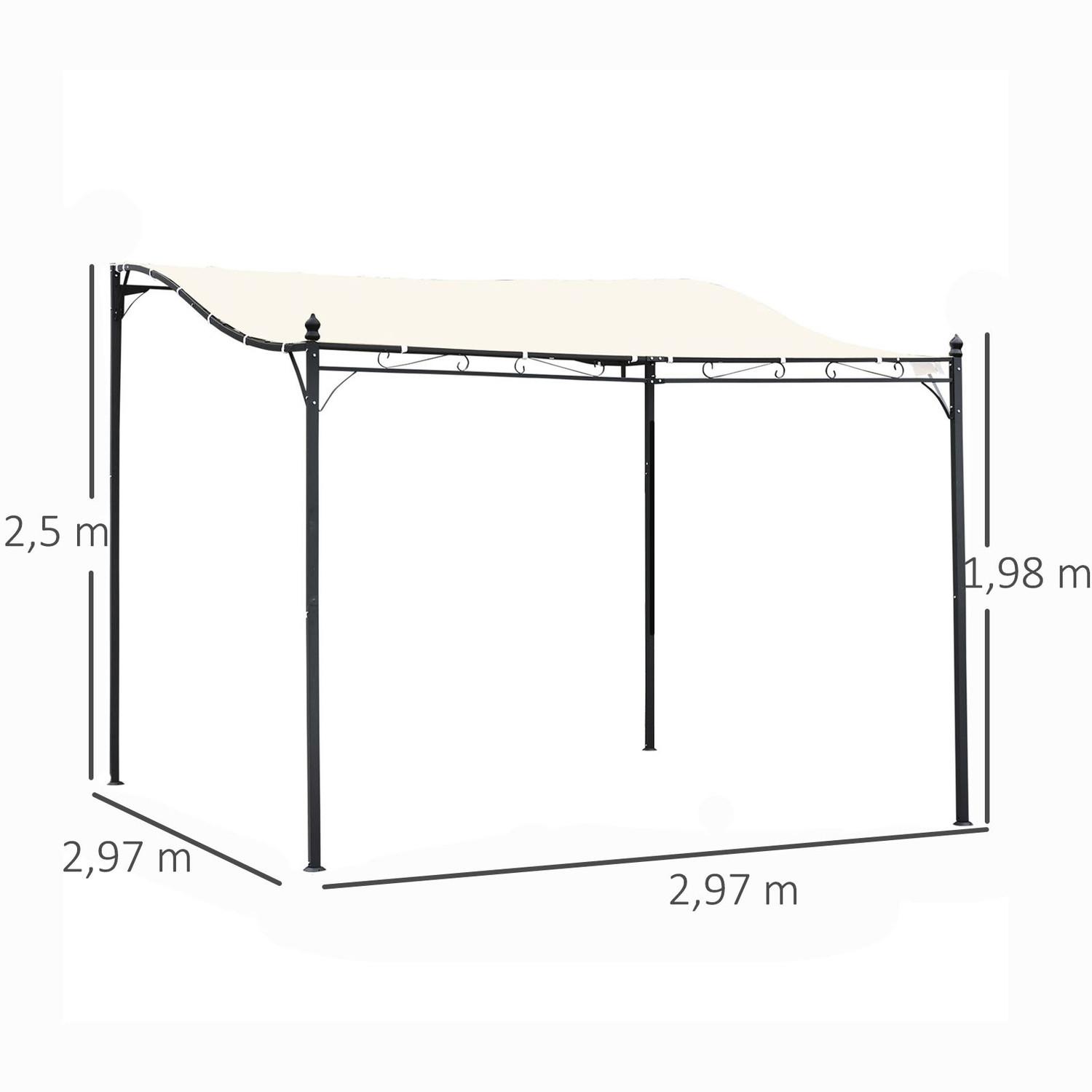 Outsunny Pergola Gazebo Da Giardino Tenda Con Tettoia In Metallo, Crema, 297X297Cm  