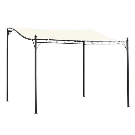 Outsunny Pergola Gazebo Da Giardino Tenda Con Tettoia In Metallo, Crema, 297X297Cm  