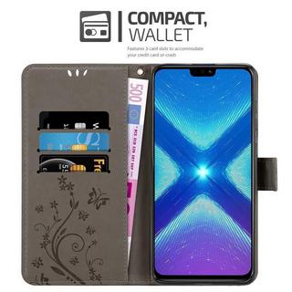 Cadorabo  Housse compatible avec Honor 8X - Coque de protection au design floral avec fermeture magnétique, fonction de support et emplacements pour cartes 