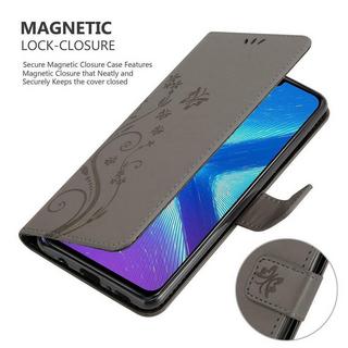 Cadorabo  Housse compatible avec Honor 8X - Coque de protection au design floral avec fermeture magnétique, fonction de support et emplacements pour cartes 