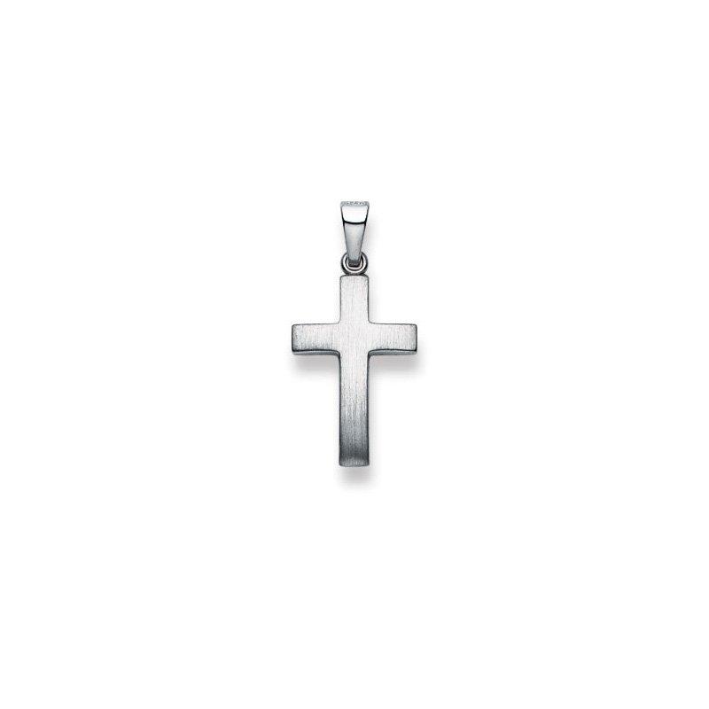 MUAU Schmuck  Pendentif croix or blanc 750, 25x12mm 