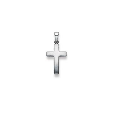 Pendentif croix or blanc 750, 25x12mm