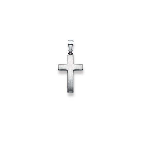 MUAU Schmuck  Pendentif croix or blanc 750, 25x12mm 