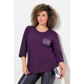 Ulla Popken  Shirt, Zierstein-Brusttasche, Rundhals, 3/4-Arm 