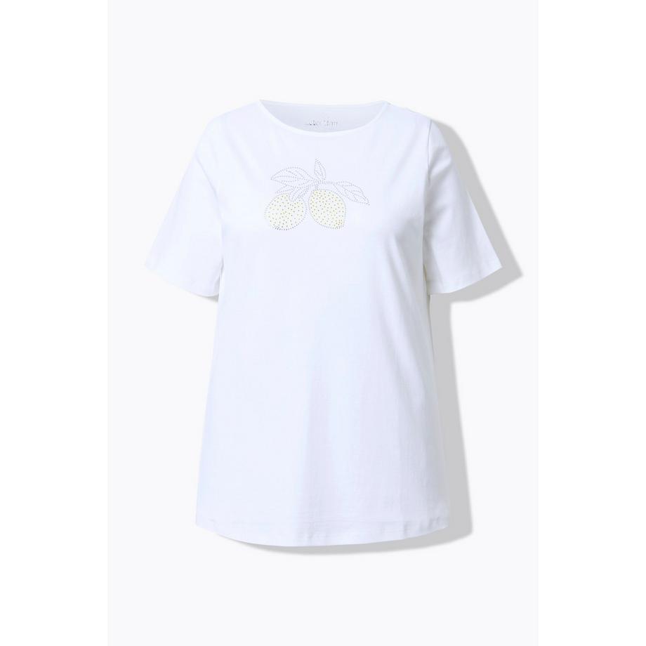 Ulla Popken Cotone Pima Limone Scollo a Barca Mezze Maniche T-Shirt  