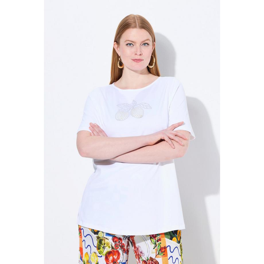 Ulla Popken Cotone Pima Limone Scollo a Barca Mezze Maniche T-Shirt  