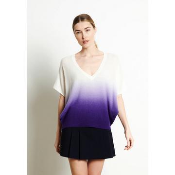 RIA 7 T-shirt tie & dye con scollo a V - 100% cashmere