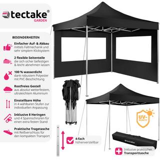 Tectake Gazebo pieghevole Olivia 3x3 m con 2 elementi laterali  