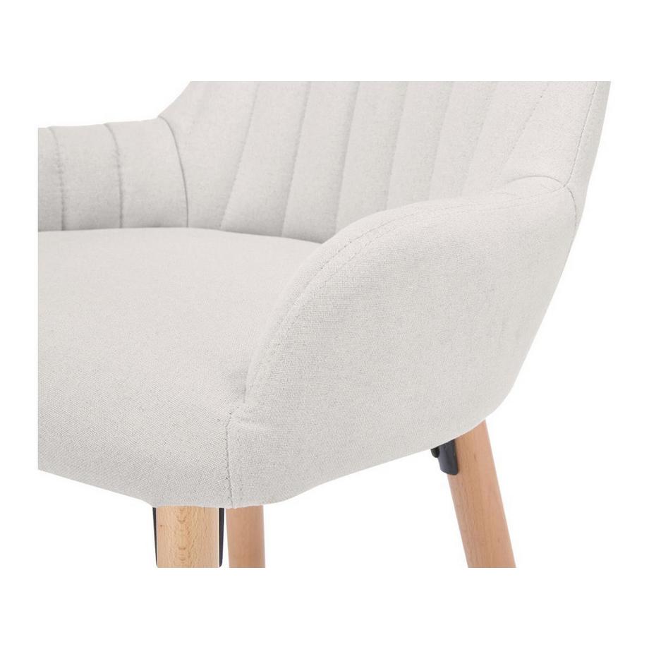 Vente-unique Sgabello da bar in Tessuto e piedi Legno di Faggio Panna - ELEANA  