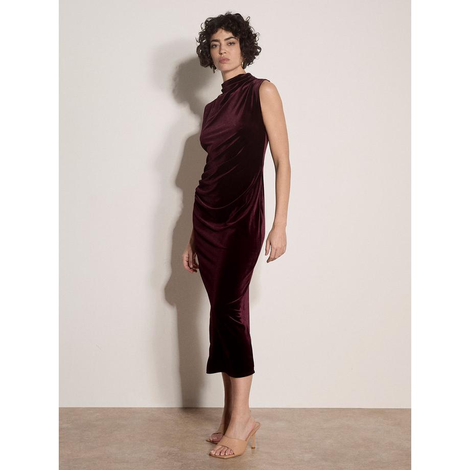 Robe midaxi moulante en velours