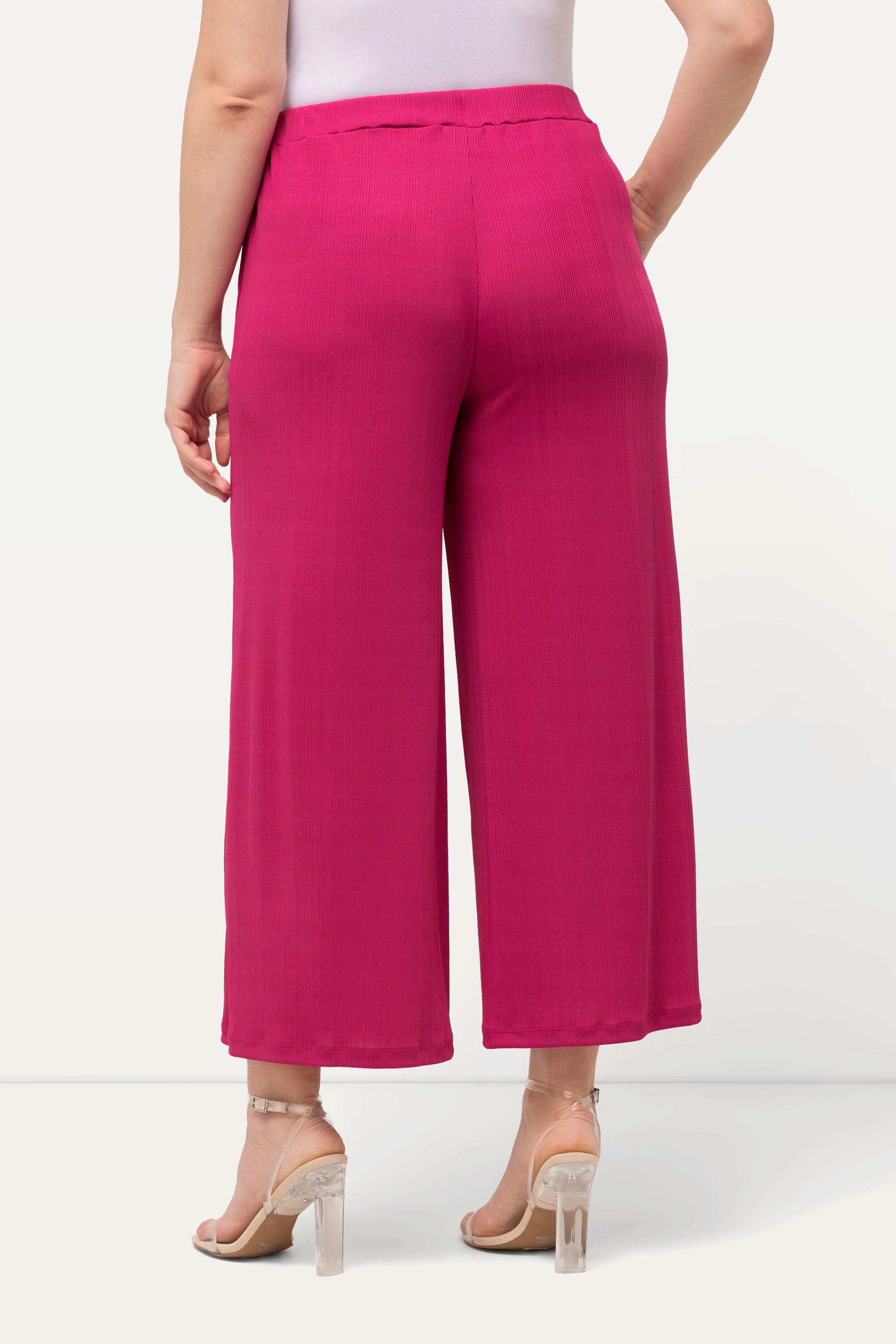 Ulla Popken  Culottes in tessuto operato lunghe fino al polpaccio con taglio della gamba dritto e cintura elastica 