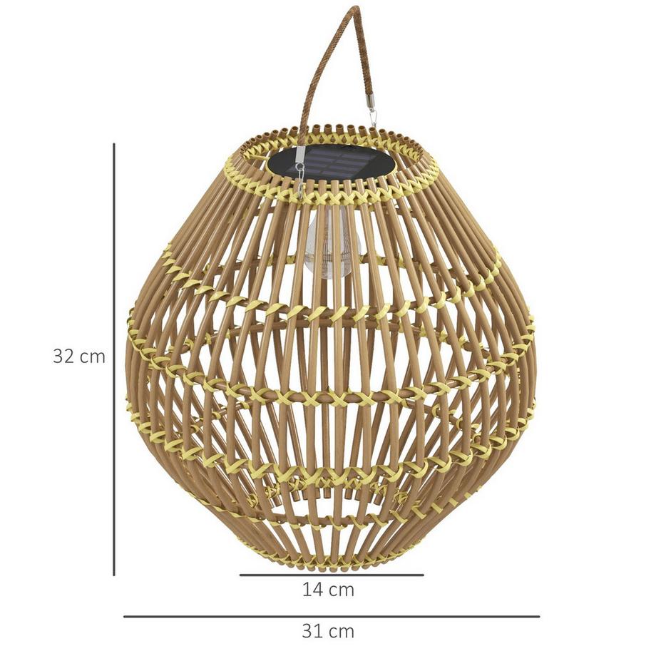 Northio Lampada Solare Da Giardino In Rattan, Impermeabile, Sensore Di Luce, Design A Tamburo, Giallo  