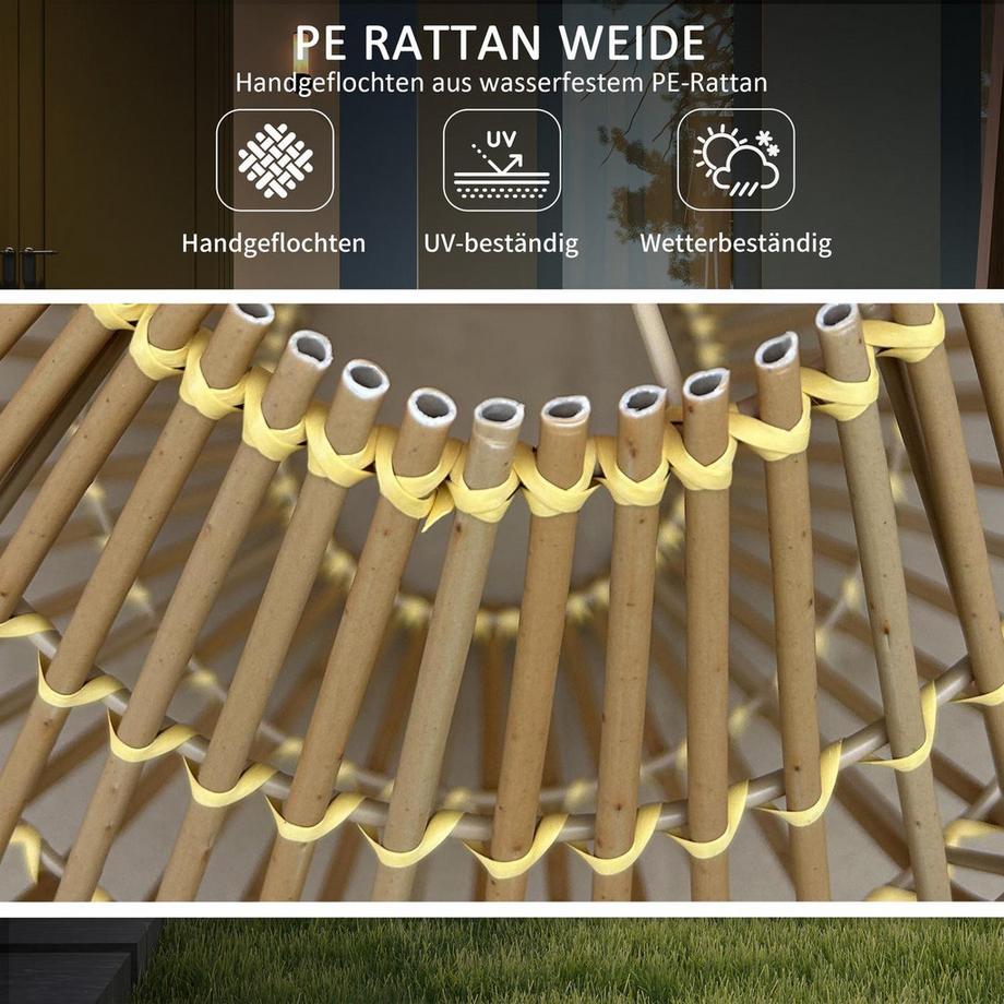 Northio Lampada Solare Da Giardino In Rattan, Impermeabile, Sensore Di Luce, Design A Tamburo, Giallo  