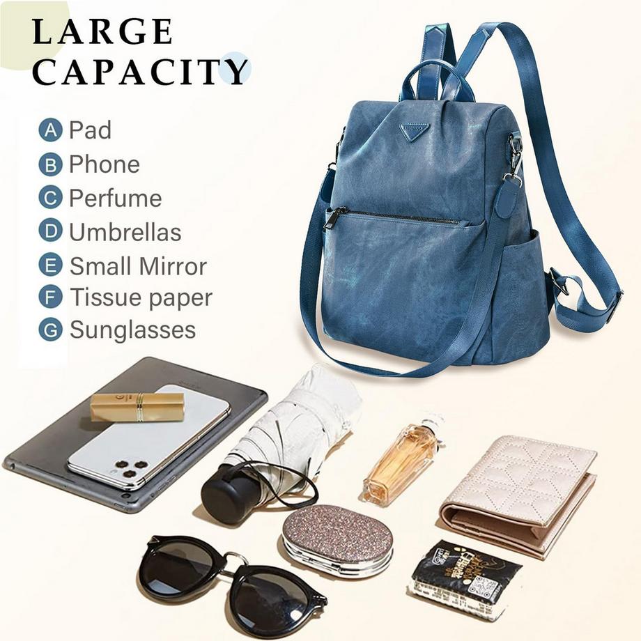 Only-bags.store Petit sac à dos urbain en cuir végétal avec fonction anti-vol  