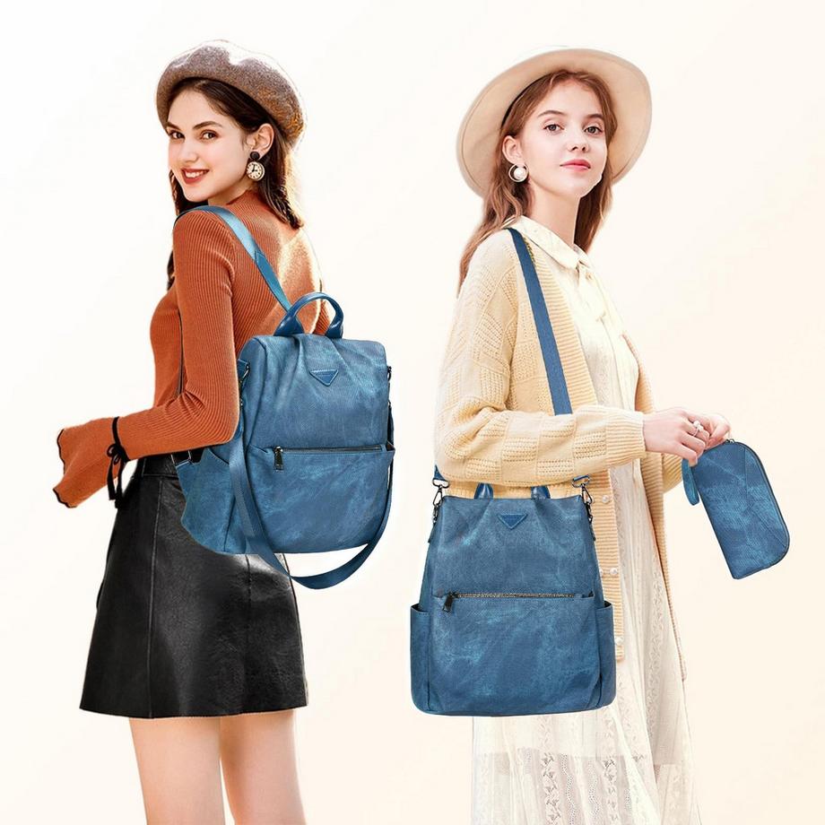 Only-bags.store Petit sac à dos urbain en cuir végétal avec fonction anti-vol  