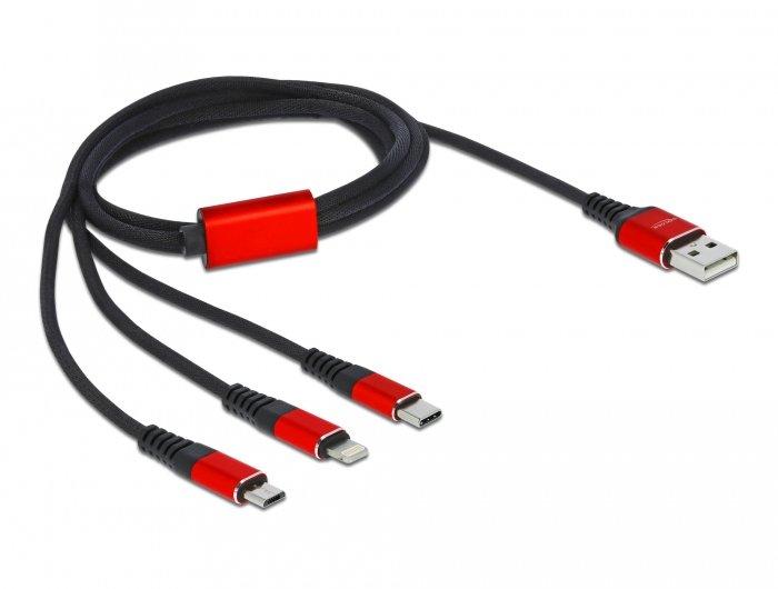 DeLock  86709 USB Kabel 1 m USB 2.0 USB A USB C/Lightning Schwarz, Rot 