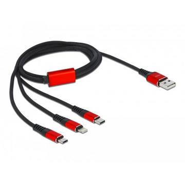 86709 USB Kabel 1 m USB 2.0 USB A USB C/Lightning Schwarz, Rot