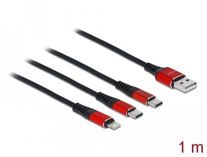 DeLock  86709 USB Kabel 1 m USB 2.0 USB A USB C/Lightning Schwarz, Rot 