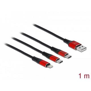 DeLock  86709 USB Kabel 1 m USB 2.0 USB A USB C/Lightning Schwarz, Rot 