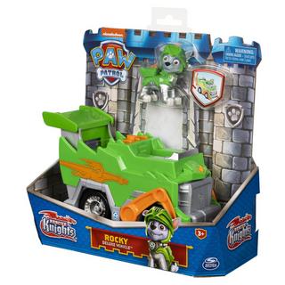 Spin Master  PAW Patrol | Veicolo Rescue Knights di Rocky | Camion per la raccolta di rifiuti riciclabili con personaggio | Giochi per bambini dai 3 anni in su 