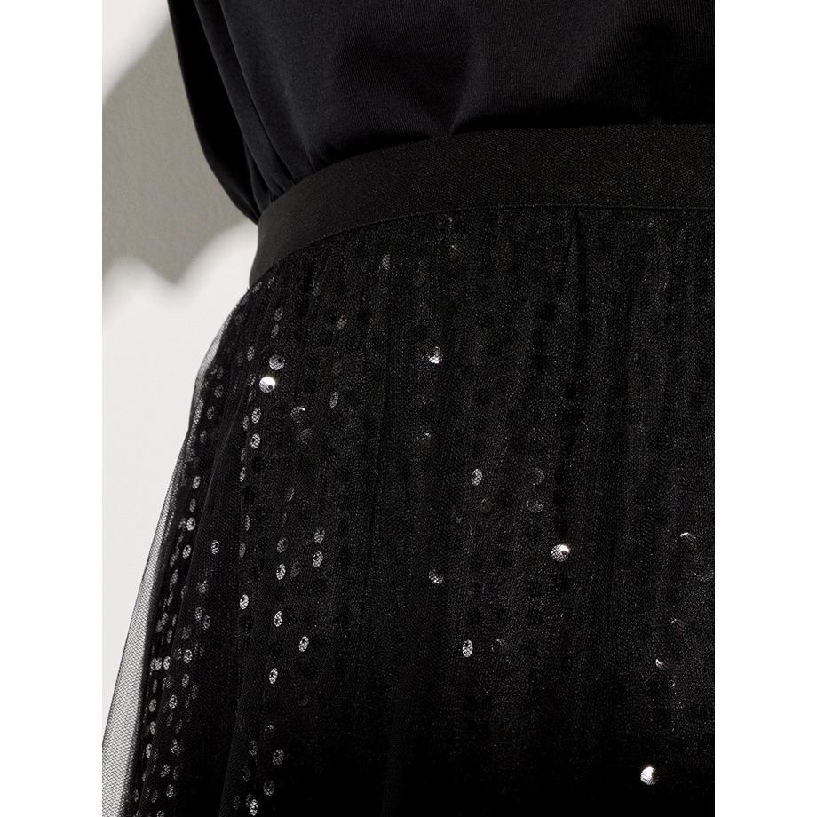 APRICOT Jupe mi-longue en tulle à paillettes  
