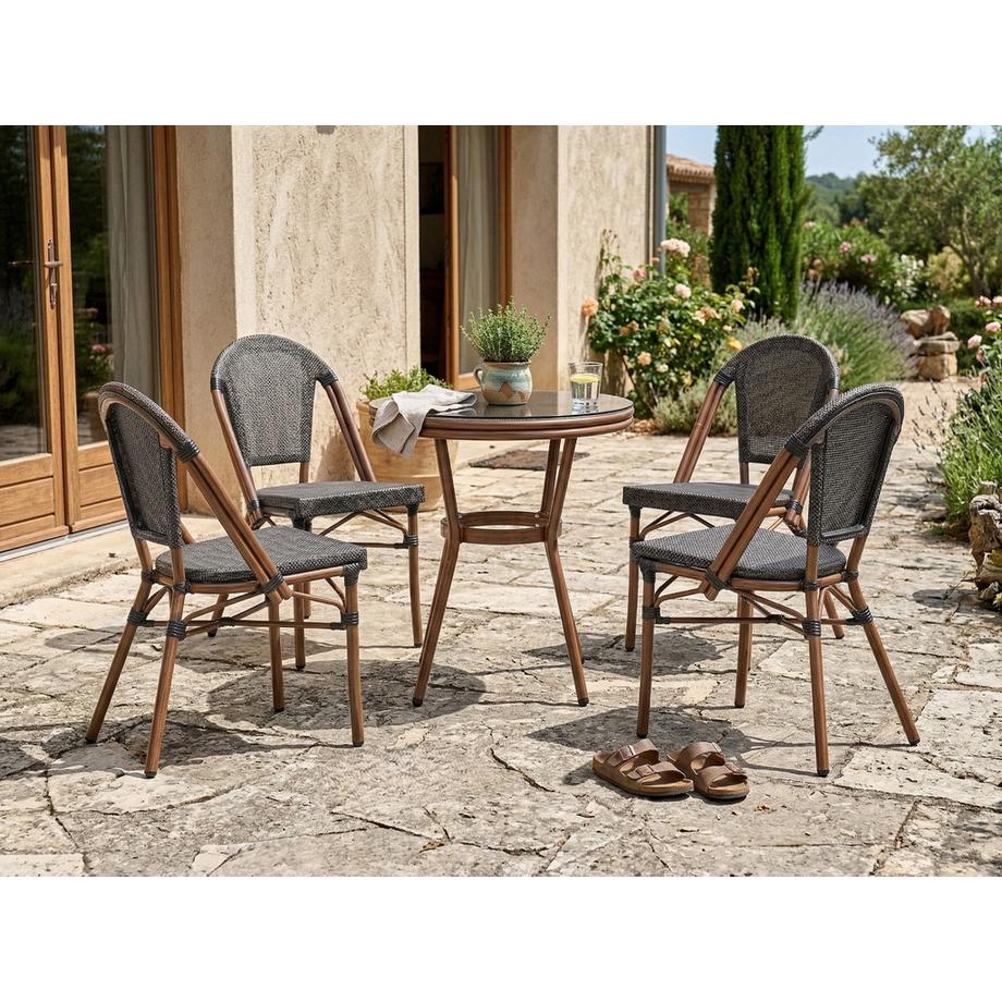Beliani Ensemble de salle à manger de jardin pour 4 personnes en Polyrotin Rétro RIFREDDO  