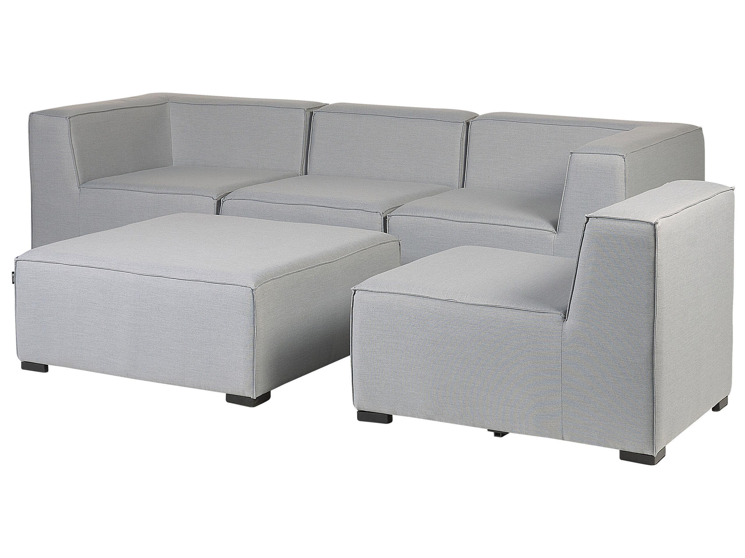 Beliani Sofa mit Ottomane aus Polyester Minimalistisch AREZZO  