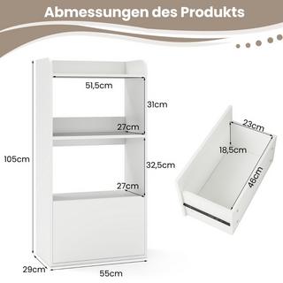B2X Bücherregal mit Schublade Standregal mit 2 Fächern Büroregal aus Holz 55 x 29 x 105 cm Weiß  