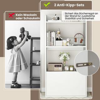 B2X Bücherregal mit Schublade Standregal mit 2 Fächern Büroregal aus Holz 55 x 29 x 105 cm Weiß  