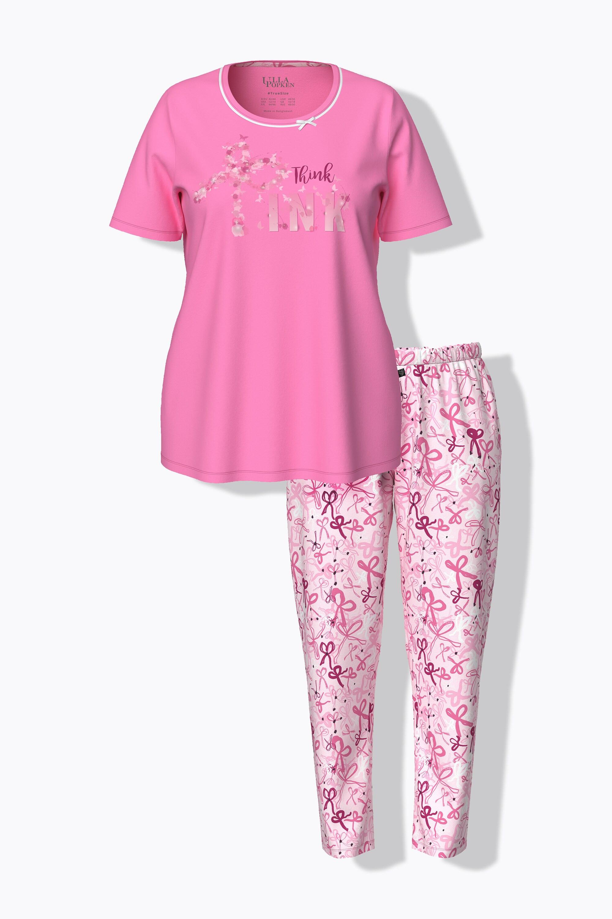 Ulla Popken Pigiama Fiocchi Scollo Rotondo Maniche Corte Tasche  