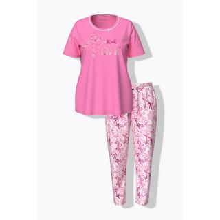 Ulla Popken Pigiama Fiocchi Scollo Rotondo Maniche Corte Tasche  