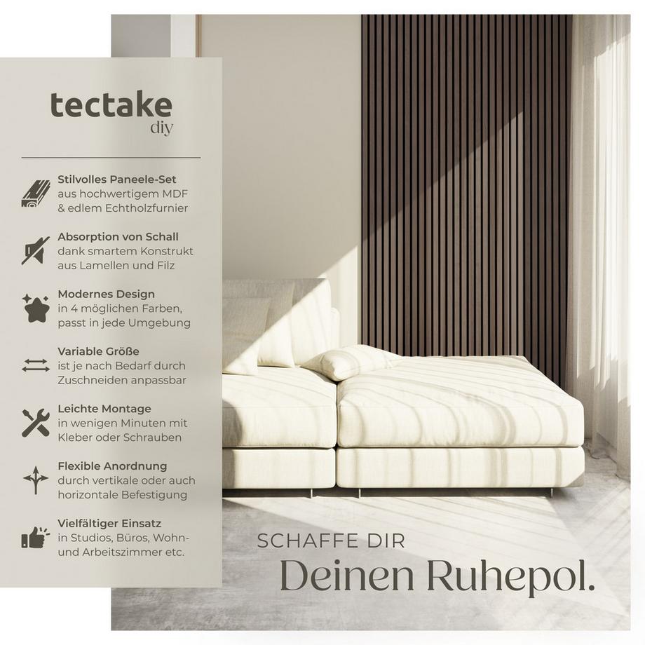 Tectake Pannelli acustici Sonic Wall Effetto legno in rovere grigio - Set da 4 pezzi  