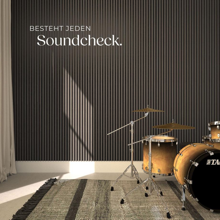 Tectake Panneaux acoustiques SONIC WALL Aspect bois en chêne gris - Lot de 4  