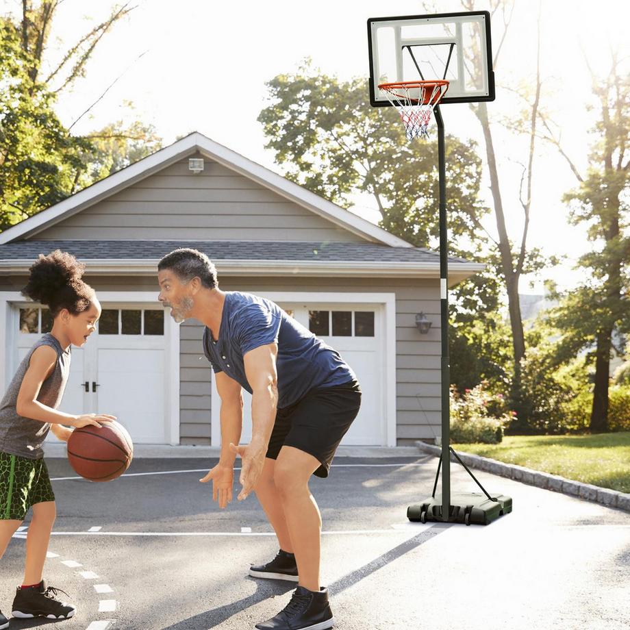 Northio  Mobiler Basketballständer Basketballkorb mit höhenverstellbarem Ständer, Stahl+Kunststoff, Schwarz, 90 x 165 x 302-352 cm 