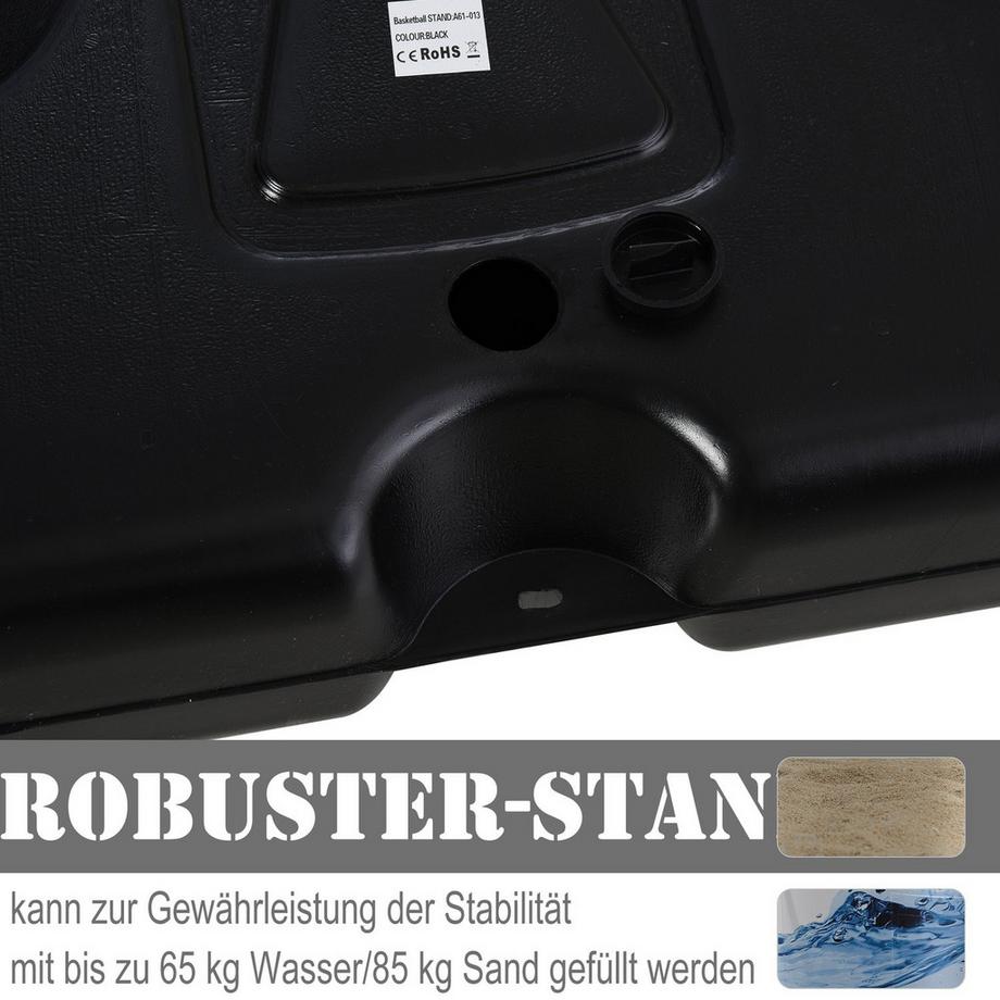 Northio  Mobiler Basketballständer Basketballkorb mit höhenverstellbarem Ständer, Stahl+Kunststoff, Schwarz, 90 x 165 x 302-352 cm 